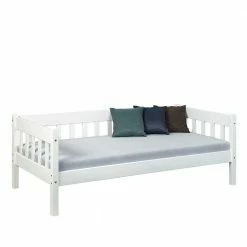 100x70x209 Skandi Holzbett In Weiß - Beato -Valganios Sales 100x70x209 skandi holzbett in weiss aus kiefer inklusive lattenrost beato 02