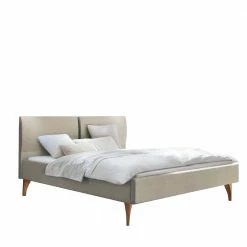 Valganios Sales -Valganios Sales 160x200 doppelbett in beige webstoff und eiche bianco massivholz forca 01