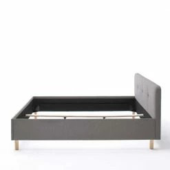 180x200 Stoffbett In Hellgrau - Vogotra -Valganios Sales 180x200 stoffbett in hellgrau mit holzbeinen in eiche vogotra 03