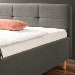 180x200 Stoffbett In Hellgrau - Vogotra -Valganios Sales 180x200 stoffbett in hellgrau mit holzbeinen in eiche vogotra 05