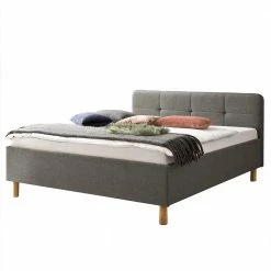 180x200 Stoffbett In Hellgrau - Vogotra