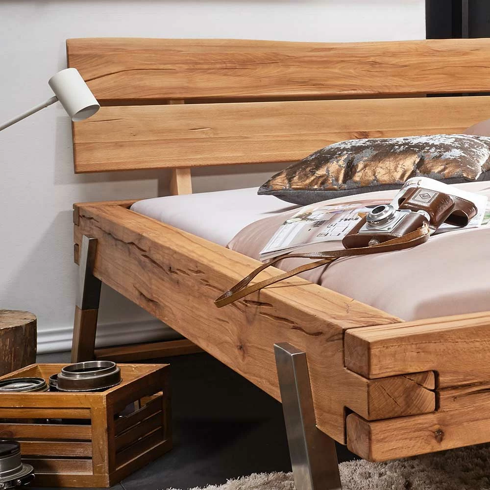 180x200 Wildbuche Balkenbett Mit Kufen - Nicla 4 180x200 Wildbuche Balkenbett Mit Kufen - Nicla – Bild 2