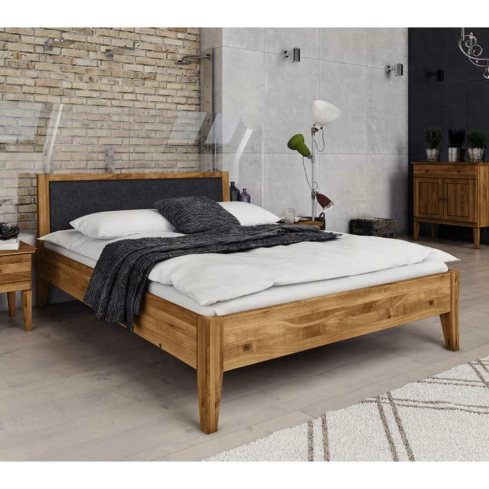 210cm langes Bettgestell aus Massivholz Wildeiche - Masdamos 210cm Langes Bettgestell Aus Massivholz Wildeiche - Masdamos -Valganios Sales 210cm langes bettgestell aus massivholz wildeiche mit dunkelgrauem kopfteil masdamos 01