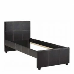 3 Größen Kunstlederbett In Dunkelbraun - Caspard -Valganios Sales 3 groessen kunstlederbett in dunkelbraun mit kontrastnaehten einzel doppel caspard 02