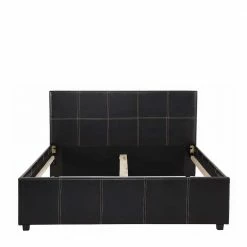 3 Größen Kunstlederbett In Dunkelbraun - Caspard -Valganios Sales 3 groessen kunstlederbett in dunkelbraun mit kontrastnaehten einzel doppel caspard 03