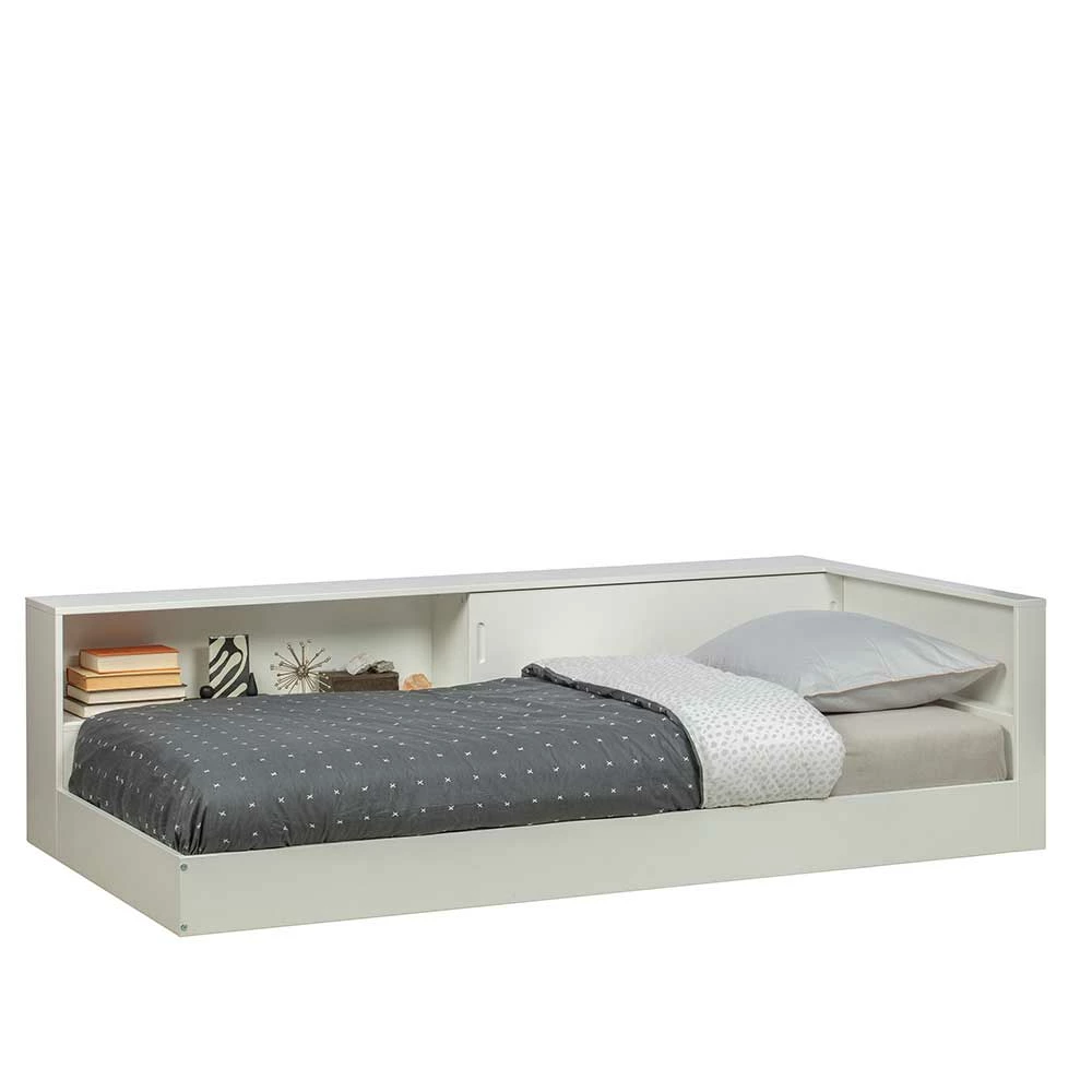 90x200 Einzelbett mit Schiebetür Stauraum - Venatio 90x200 Einzelbett Mit Schiebetür Stauraum - Venatio -Valganios Sales 90x200 einzelbett mit schiebetuer stauraum in weiss aus kiefer massiv venatio 01