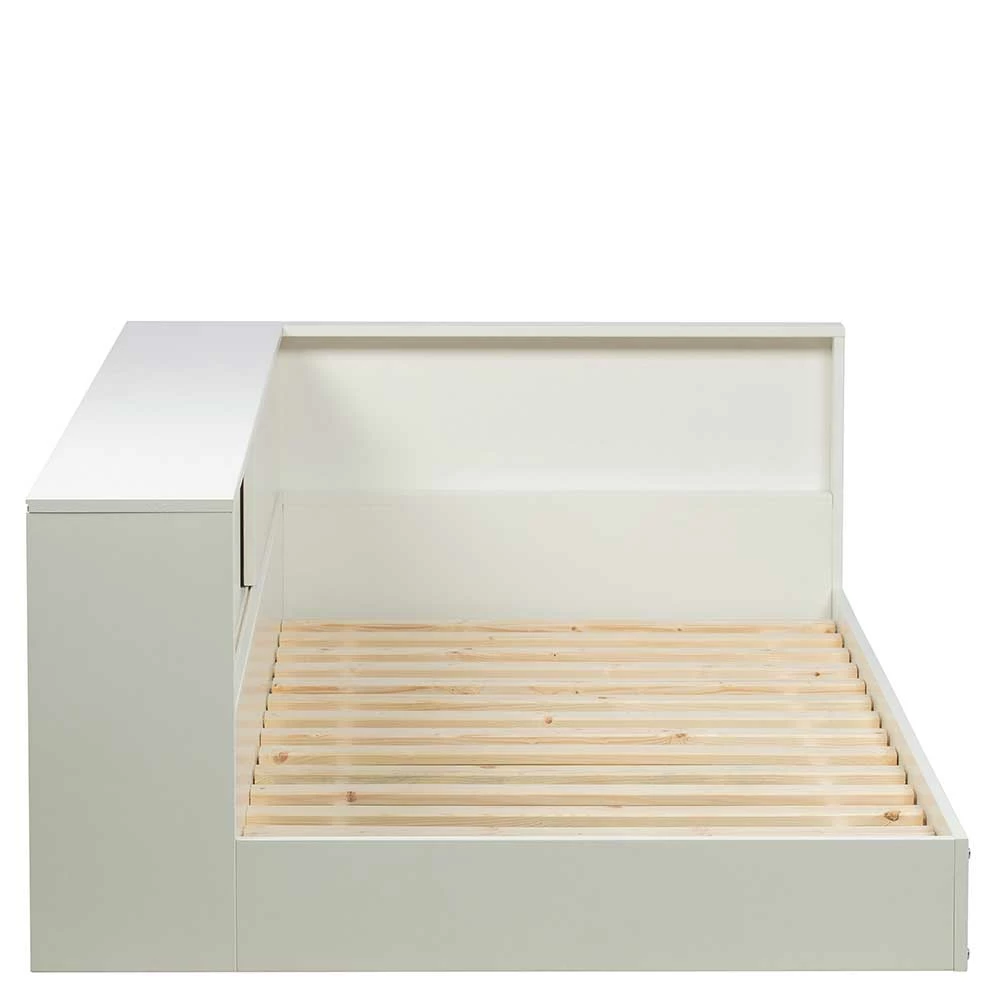 90x200 Einzelbett mit Schiebetür Stauraum - Venatio 90x200 Einzelbett Mit Schiebetür Stauraum - Venatio -Valganios Sales 90x200 einzelbett mit schiebetuer stauraum in weiss aus kiefer massiv venatio 03