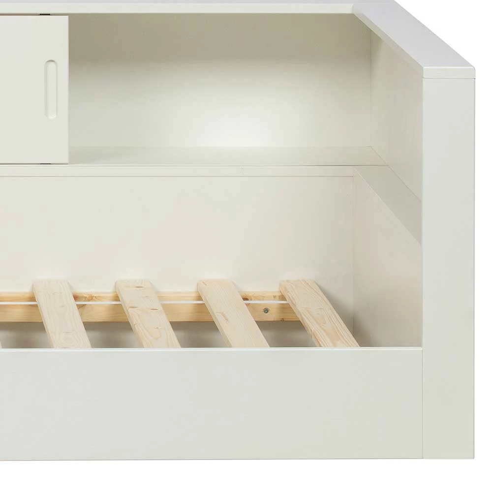 90x200 Einzelbett mit Schiebetür Stauraum - Venatio 90x200 Einzelbett Mit Schiebetür Stauraum - Venatio -Valganios Sales 90x200 einzelbett mit schiebetuer stauraum in weiss aus kiefer massiv venatio 05