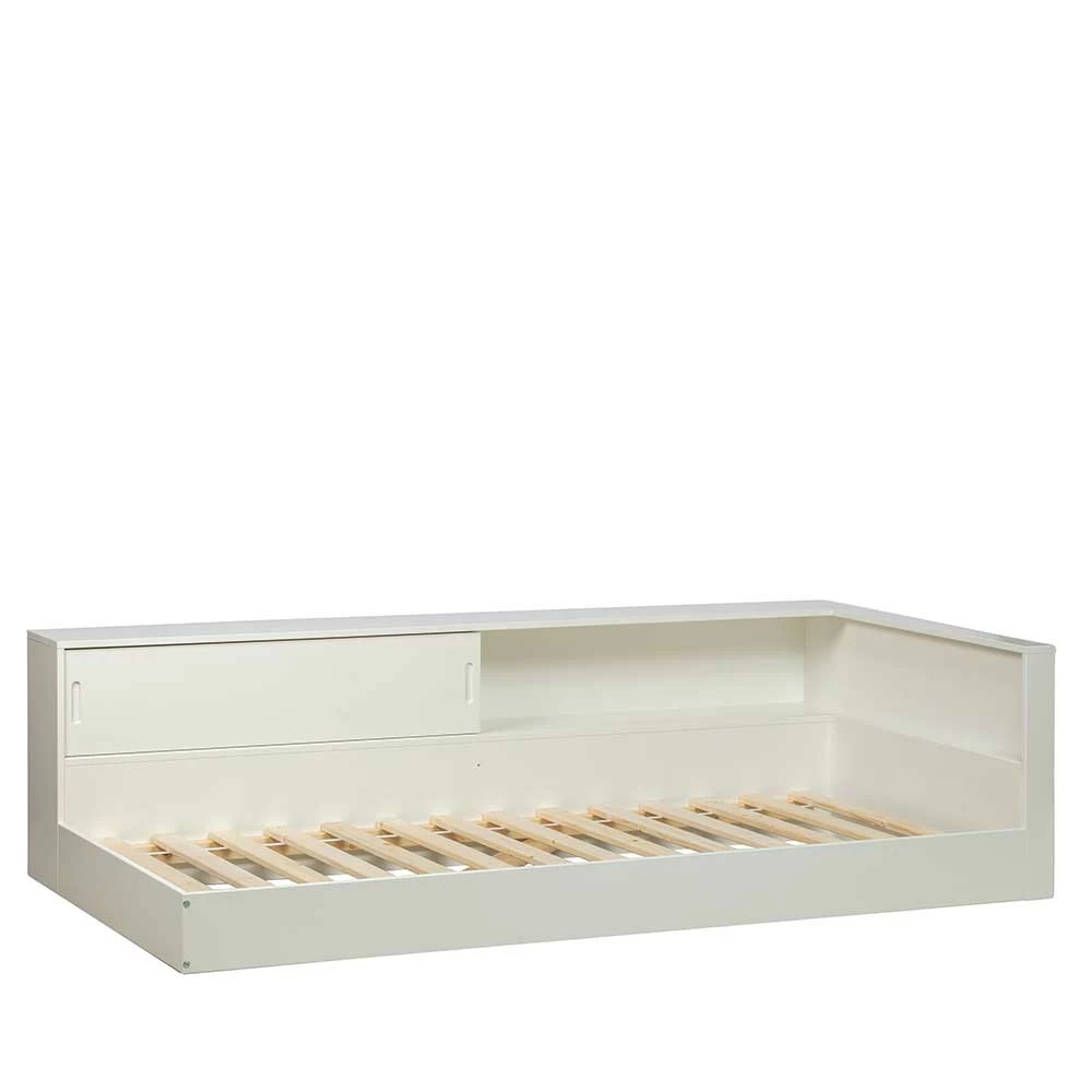 90x200 Einzelbett mit Schiebetür Stauraum - Venatio 90x200 Einzelbett Mit Schiebetür Stauraum - Venatio -Valganios Sales 90x200 einzelbett mit schiebetuer stauraum in weiss aus kiefer massiv venatio f