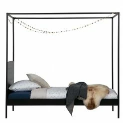 90x200 Metall Himmelbett In Schwarz - Madrilena -Valganios Sales 90x200 metall himmelbett in schwarz modernes design madrilena 02