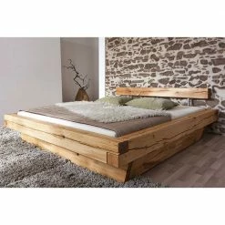 Balken Holzbett Aus Wildeiche Geölt - Satton I -Valganios Sales balken holzbett aus wildeiche geoelt mit kufen gestell satton i 02