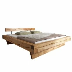 Balken Holzbett Aus Wildeiche Geölt - Satton I