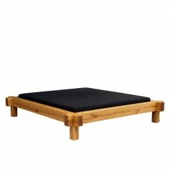 Balken Holzbett Ohnr Kopfteil Aus Wildeiche - Wale