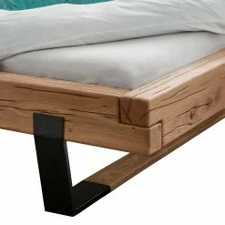 Balkenbett Aus Eiche Mit Kufen - Felictia -Valganios Sales balkenbett aus eiche mit kufen aus metall schwarz eiche natur felictia 04