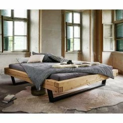 Valganios Sales -Valganios Sales balkenbett ohne kopfteil aus fichte massivholz mit buegelbeinen metall schwarz lary 01