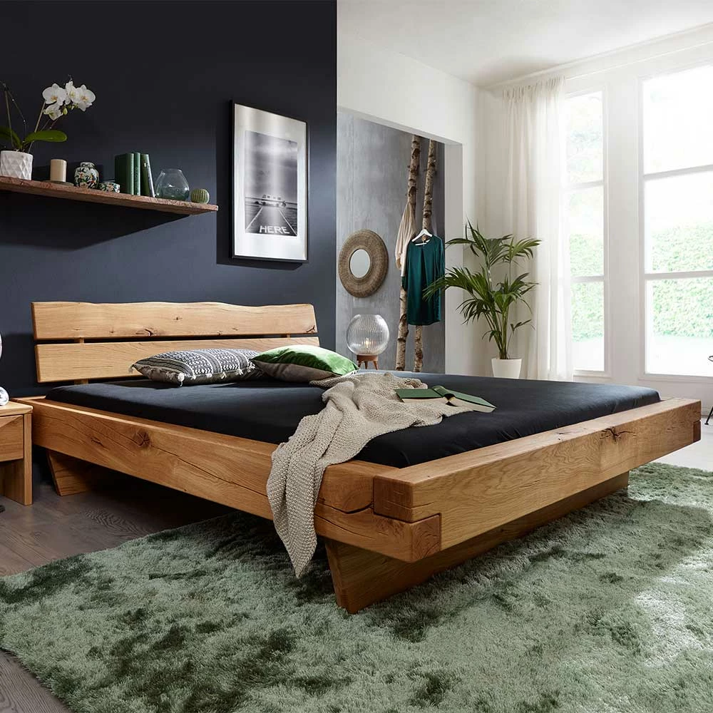 Baumkante Kopfteil Bett Mit Balken Rahmen - Montpa 4 Baumkante Kopfteil Bett Mit Balken Rahmen - Montpa – Bild 2