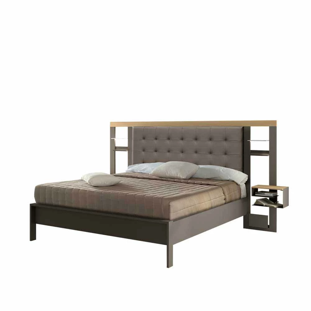 Bett Leah in Braun Grau Metall Bett Leah In Braun Grau Metall -Valganios Sales bett braun grau metall polsterkopfteil leah f