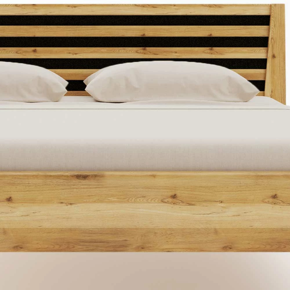 Bett in Wildeiche Natur & Schwarz - Atlas Bett In Wildeiche Natur & Schwarz - Atlas -Valganios Sales bett in wildeiche natur schwarz mit mittelsteg doppelbett atlas 04