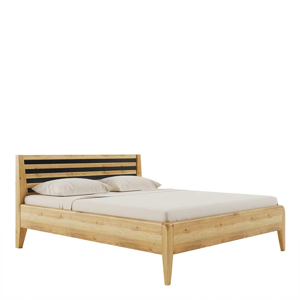 Bett in Wildeiche Natur & Schwarz - Atlas Bett In Wildeiche Natur & Schwarz - Atlas -Valganios Sales bett in wildeiche natur schwarz mit mittelsteg doppelbett atlas f