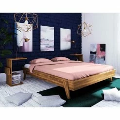 Bett Ohne Kopfteil & Nachttische - Hardus (dreiteilig) -Valganios Sales bett ohne kopfteil nachttische aus wildeiche massivholz retro hardus 03