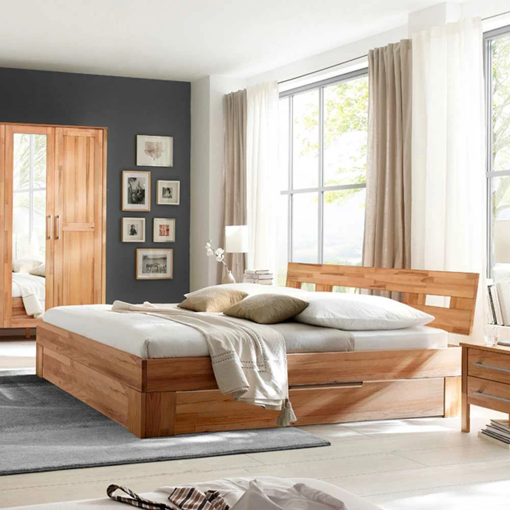 Bett Agacina mit Schubkästen (dreiteilig) Bett Agacina Mit Schubkästen (dreiteilig) -Valganios Sales bett schubkaesten kernbuche massivholz agacina 01