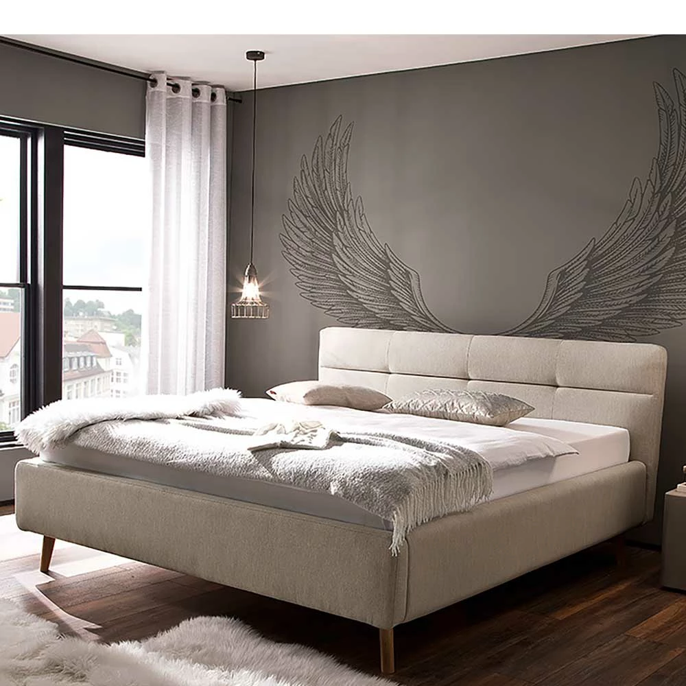 Bettkasten Polsterbett in Beige & Eiche - Stroy Bettkasten Polsterbett In Beige & Eiche - Stroy -Valganios Sales bettkasten polsterbett in beige eiche 160x200 oder 180x200 stroy 01