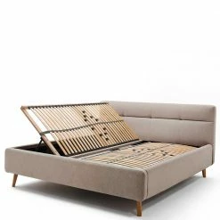 Bettkasten Polsterbett In Beige & Eiche - Stroy 5 Bettkasten Polsterbett In Beige & Eiche - Stroy -Valganios Sales bettkasten polsterbett in beige eiche 160x200 oder 180x200 stroy 03