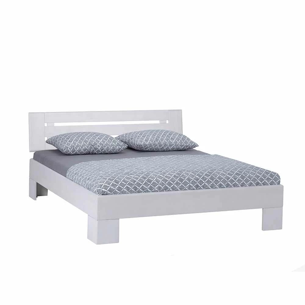 Buche Massivholzbett Belliona in Weiß Buche Massivholzbett Belliona In Weiß -Valganios Sales buche massivholzbett in weiss mit mittelholm belliona f