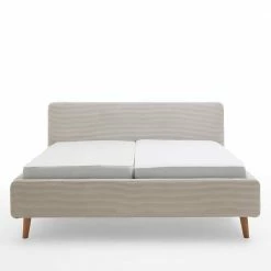 Cord Doppelbett In Beige - Assjan -Valganios Sales cord doppelbett in beige mit massivholz fuessen aus eiche assjan 03