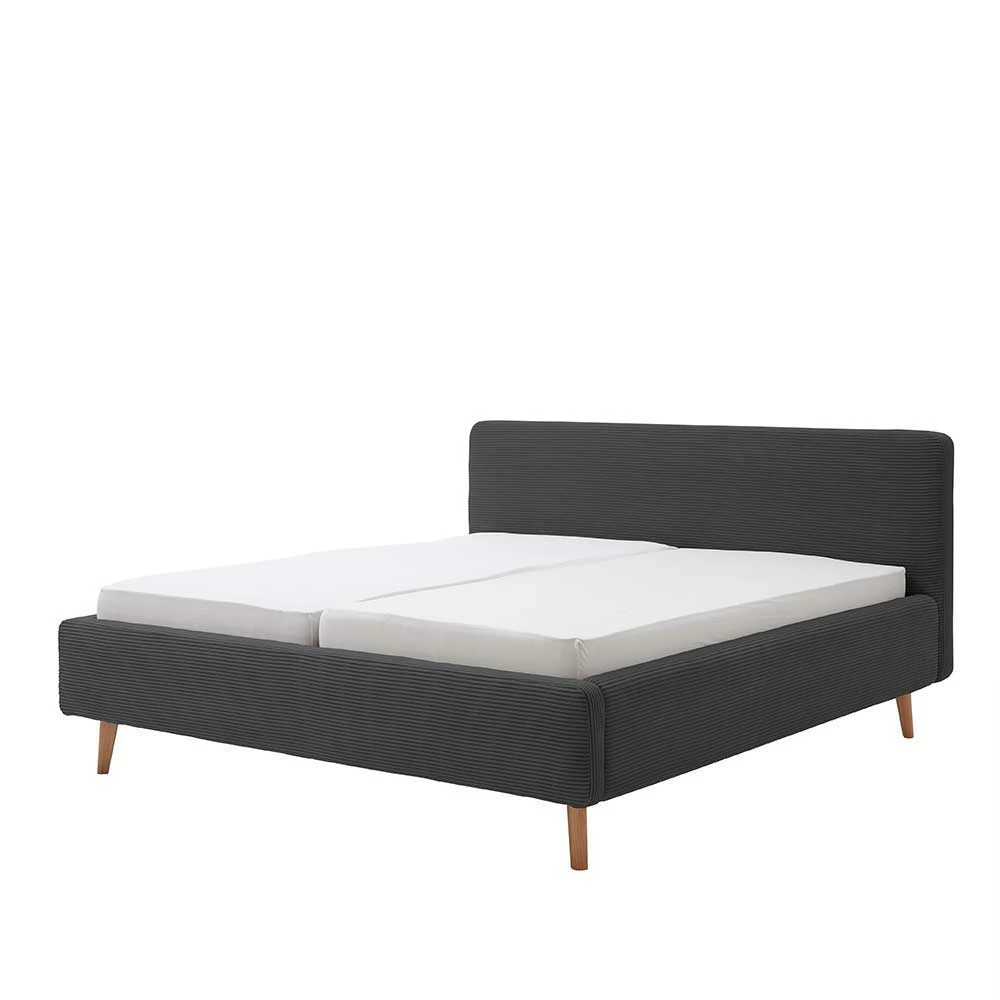 Cord Polsterbett in Anthrazit - Luisa Cord Polsterbett In Anthrazit - Luisa -Valganios Sales cord polsterbett in anthrazit mit bettbeinen aus eiche massiv luisa f