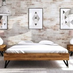 Dachzimmer Holzbett Mit 190cm Länge - Mandirov 4 Dachzimmer Holzbett Mit 190cm Länge - Mandirov -Valganios Sales dachzimmer holzbett mit 190cm laenge aus wildeiche mit stahlbeinen schwarz mandirov 02