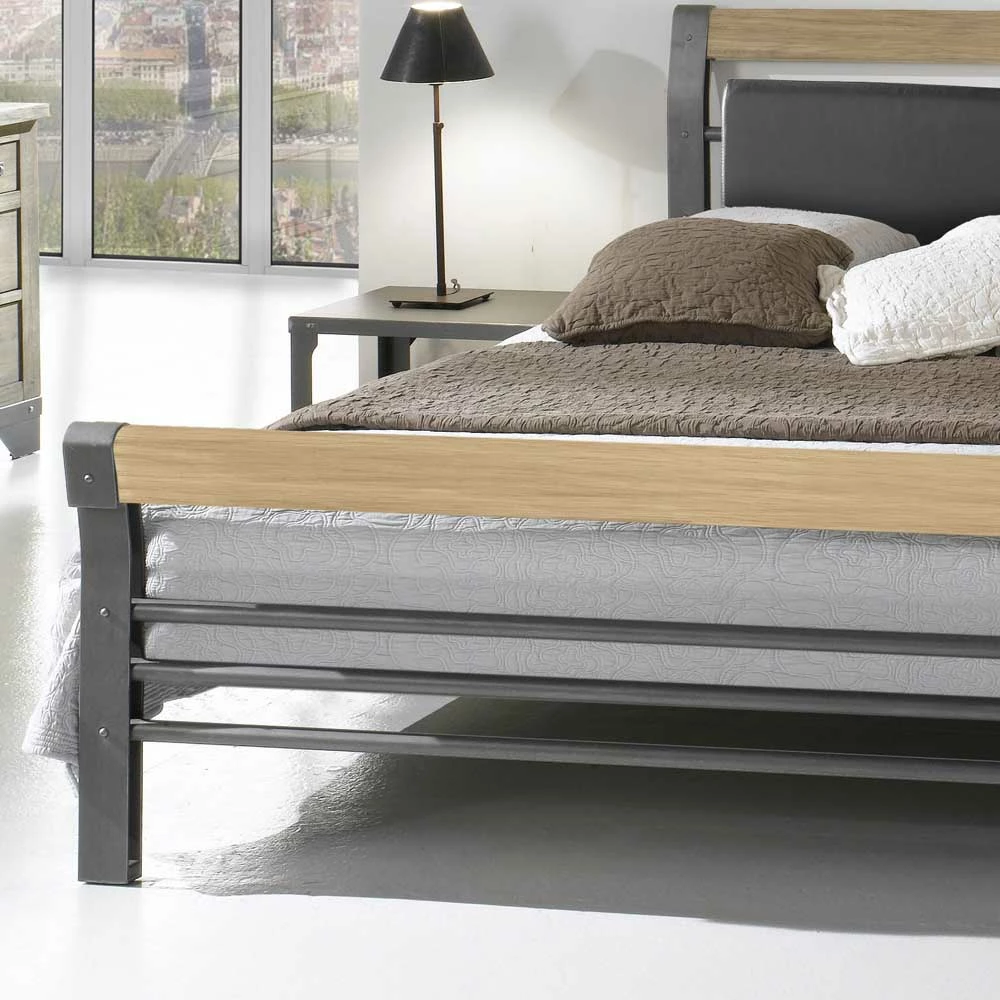 Design Eisenbett mit Eiche Massivholz - Cramos Design Eisenbett Mit Eiche Massivholz - Cramos -Valganios Sales design eisenbett mit eiche massivholz kunstleder als doppelbett cramos 03
