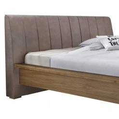 Designbett Mit Polsterkopfteil Braun Manarola & Eiche Teilmassiv -Valganios Sales designbett mit polsterkopfteil braun eiche teilmassiv manarola 02