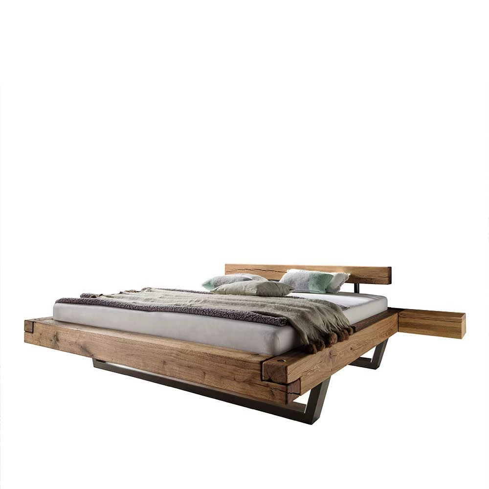 Doppelbett aus Wildeiche-Balken & Metall Inverness als Set mit Nachttischen (dreiteilig) Doppelbett Aus Wildeiche-Balken & Metall Inverness Als Set Mit Nachttischen (dreiteilig) -Valganios Sales doppelbett aus wildeiche balken metall als set mit nachttischen inverness f