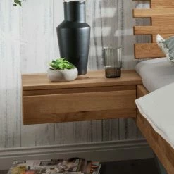 Doppelbett Mit Hänge-Nachttischen - Esvilda (dreiteilig) -Valganios Sales doppelbett mit haenge nachttischen aus wildeiche massiv esvilda 04