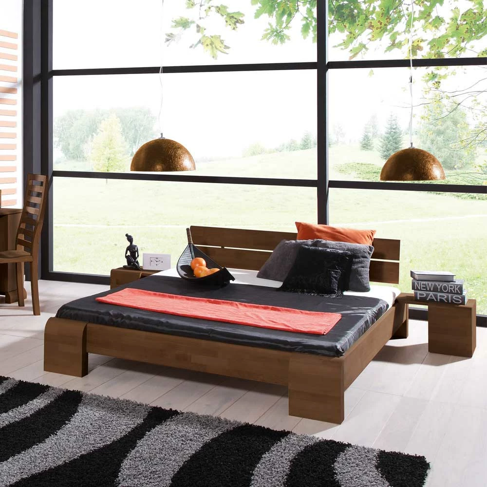 Doppelbett Omanu in Nussbaumfarben lackiert Doppelbett Omanu In Nussbaumfarben Lackiert -Valganios Sales doppelbett nussbaumfarben lackiert buche massivholz omanu html 01