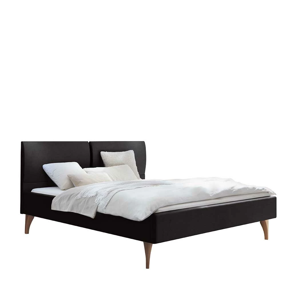 Dunkelgraues Polsterbett in 160x200 cm - Fanandro Dunkelgraues Polsterbett In 160x200 Cm - Fanandro -Valganios Sales dunkelgraues polsterbett in 160x200 cm mit holzfuessen aus kernbuche fanandro 01