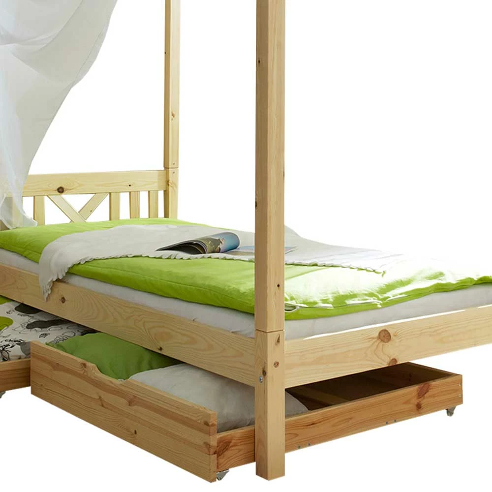 Echtholz Himmelbett Als Einzelbett - Pless 7 Echtholz Himmelbett Als Einzelbett - Pless – Bild 5