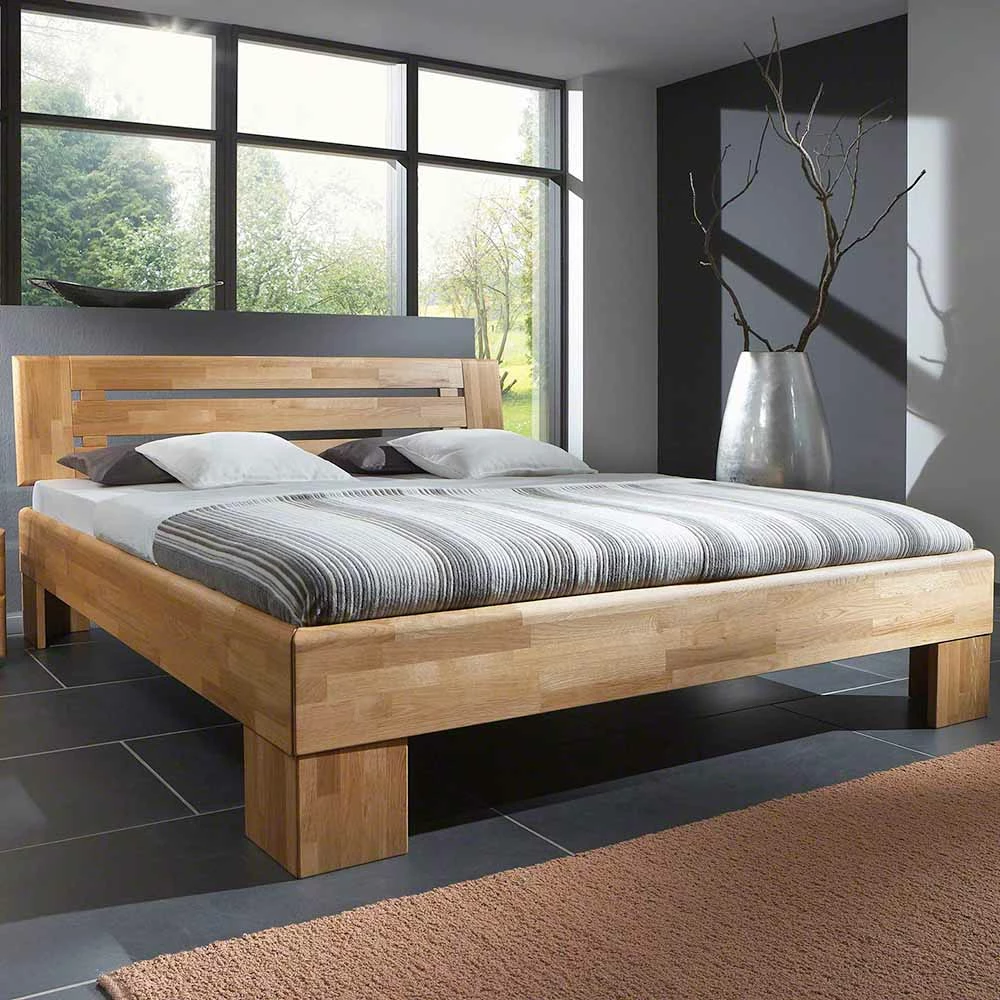 Echtholzbett Eletta aus Wildeiche Massivholz Echtholzbett Eletta Aus Wildeiche Massivholz -Valganios Sales echtholzbett aus wildeiche massivholz mit elegantem kopfteil eletta 01