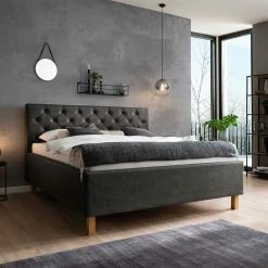 Ehebett Mit Bettkasten In Anthrazit - Globals 3 Ehebett Mit Bettkasten In Anthrazit - Globals -Valganios Sales ehebett mit bettkasten in anthrazit mit eiche holzfuessen 2 groessen globals 01