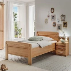 Einzelbett & Nachtkommode In Eiche - Sendician (zweiteilig)