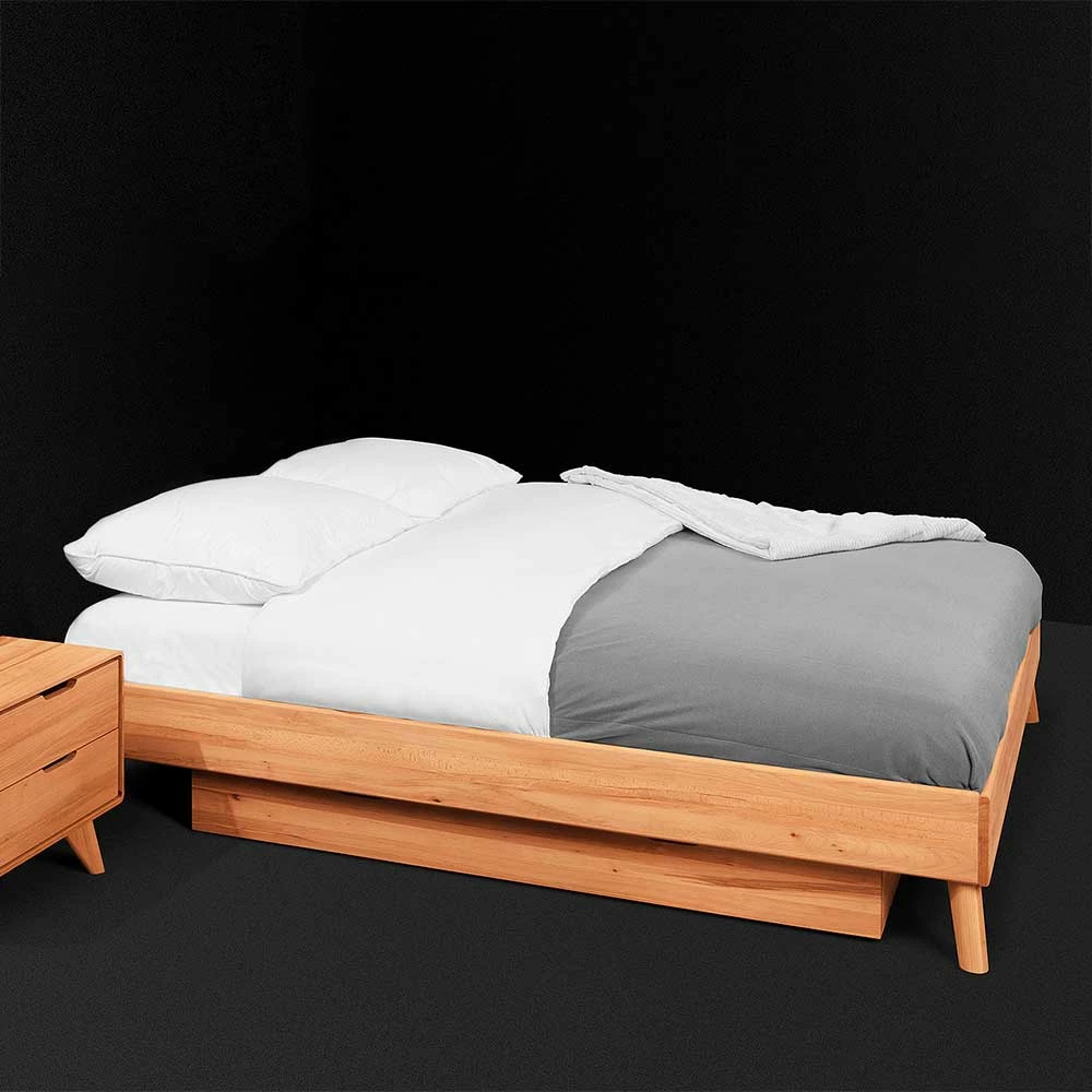 Elegantes Einzelbett Gestell mit Bettkasten - Junola Elegantes Einzelbett Gestell Mit Bettkasten - Junola -Valganios Sales elegantes einzelbett gestell mit bettkasten ohne kopfteil aus kernbuche junola 01