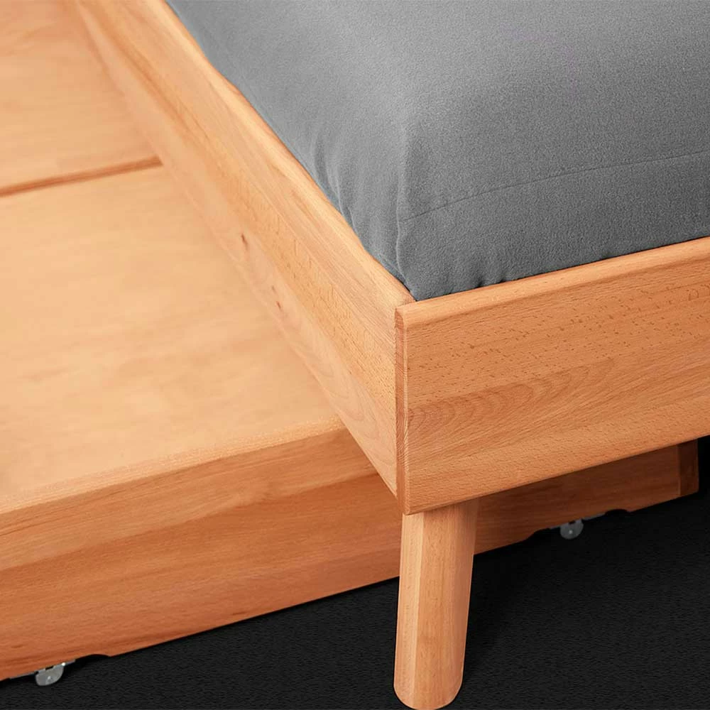 Elegantes Einzelbett Gestell mit Bettkasten - Junola Elegantes Einzelbett Gestell Mit Bettkasten - Junola -Valganios Sales elegantes einzelbett gestell mit bettkasten ohne kopfteil aus kernbuche junola 04
