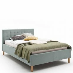 Elegantes Polsterbett In Hellem Blau - Plodi -Valganios Sales elegantes polsterbett in hellem blau mit holzfuessen in eichefarben plodi 02