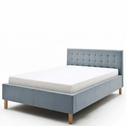 Elegantes Polsterbett In Hellem Blau - Plodi -Valganios Sales elegantes polsterbett in hellem blau mit holzfuessen in eichefarben plodi 03