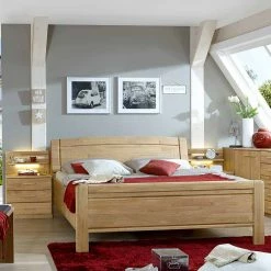 Funktionsbett In Komforthöhe Navumel Und Nachttische (dreiteilig) -Valganios Sales funktionsbett in komforthoehe nachttische eiche teilmassiv 3 teiliges set navumel 02