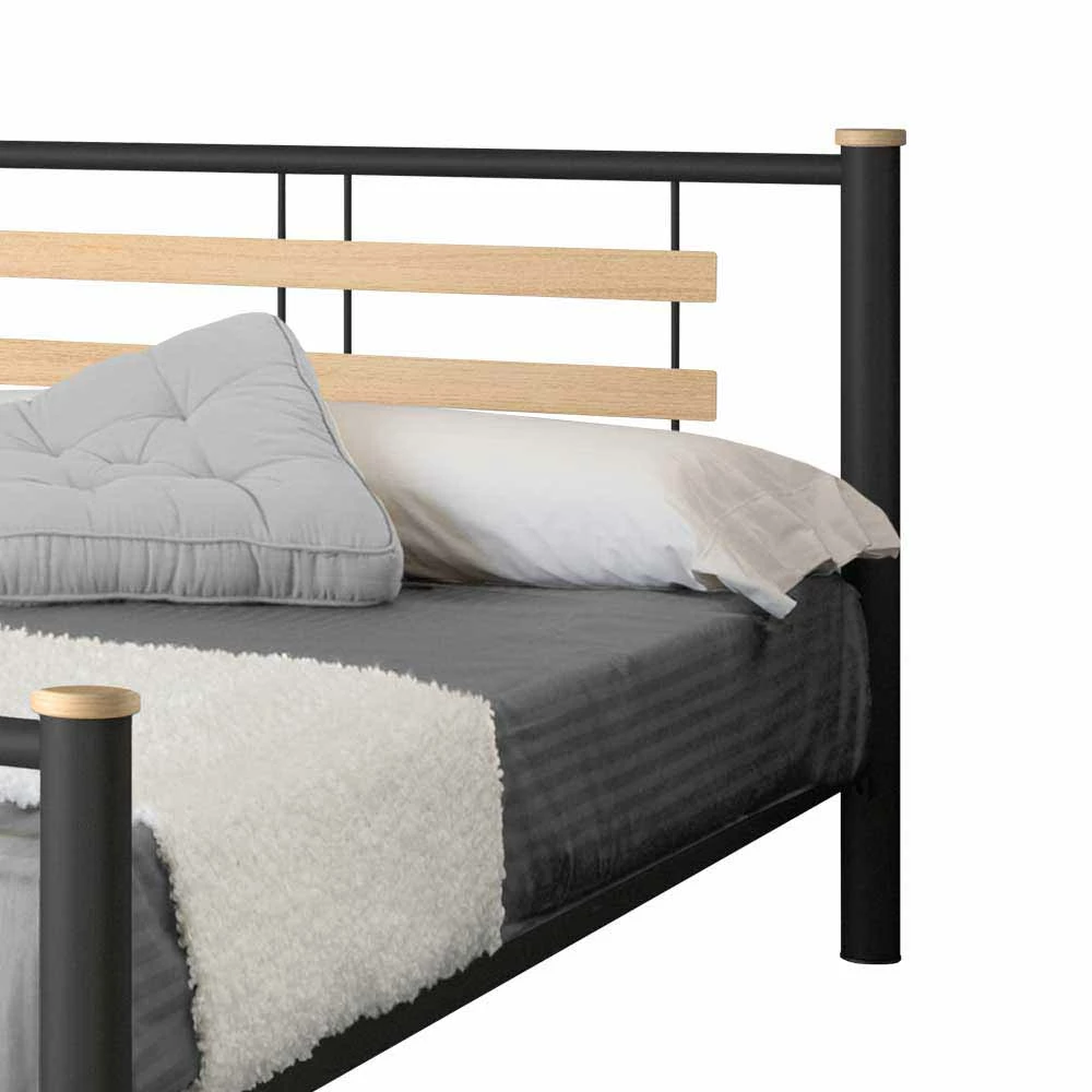 Futonbett Amsolia in Schwarz Metall Futonbett Amsolia In Schwarz Metall -Valganios Sales futonbett schwarz metall eiche massiv amsolia 04