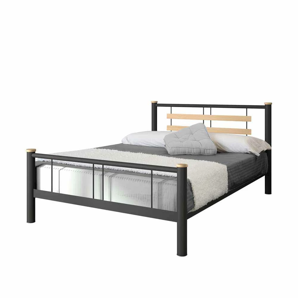 Futonbett Amsolia in Schwarz Metall Futonbett Amsolia In Schwarz Metall -Valganios Sales futonbett schwarz metall eiche massiv amsolia f