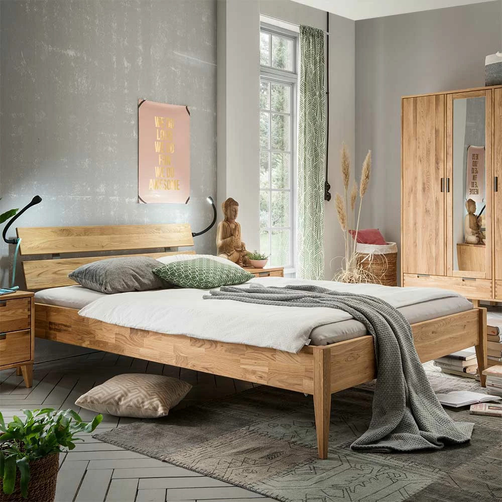 Geöltes Eichen Einzelbett mit Kopfteil - Teano Geöltes Eichen Einzelbett Mit Kopfteil - Teano -Valganios Sales geoeltes eichen einzelbett mit kopfteil z.b. in 100x200 cm teano 01