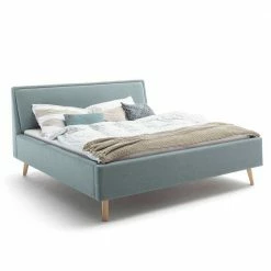 Gepolstertes Bettgestell In Hellblau & Eiche Natur - Adea -Valganios Sales gepolstertes bettgestell in hellblau eiche natur in 160x200 oder 180x200 adea 02